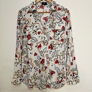 Womens SZ Med Mystical Eye Cheetah Abstract Pattern Shirt Hippie Fairy Core